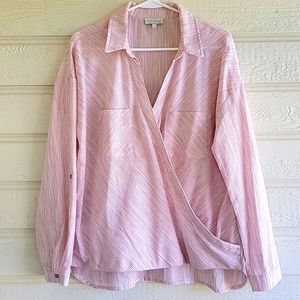 lucky brand women’s stripe Wrap blouse Size L.